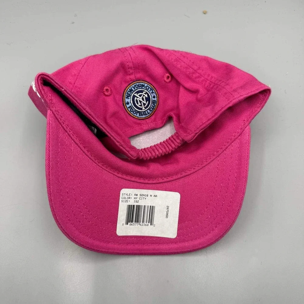 New York City FC Hat Kids Infant Pink Adidas MLS Stretch Strap Back Cap New‎
